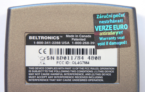 Beltronics RX65 EURO - balení